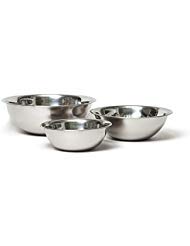Vollrath 1098BCE Economy Stainless Steel Mixing Bowl Set, 1.5-Quart, 3-Quart, and 5-Quart, 26-Gauge, Mirror Finish, Beaded Edge, Flat Bottom, Nesting, Dishwasher Safe by Vollrath