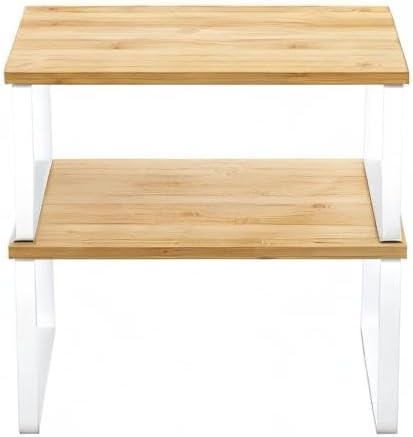 SONGMICS Cabinet Organizer Shelf, Set of 2 Kitchen Counter Shelves, Kitchen Storage, Spice Rack, Stackable, Expandable, Metal and Engineered Wood, 11.7 Inches, Cloud White and Natural Beige UKCS02NW - Image 8