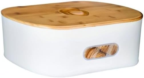 SOTECH Large Size Bread Boxes for Kitchen Counter with Bamboo Cutting Board Lid, Farmhouse Eco Rustic Bamboo Bread Bins High Capacity Space Saver for Countertop (White) - Image 10