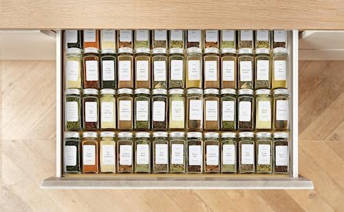 Spice Drawer Organzier,4 Tiers- 8Pcs Bamboo Spice Rack Tray Insert for Cabinet Drawer Countertop, Kitchen Seasoning Storage Drawer Organization,18" Wide x 15.8" Deep (Hold UP To 40 Jars - Image 7