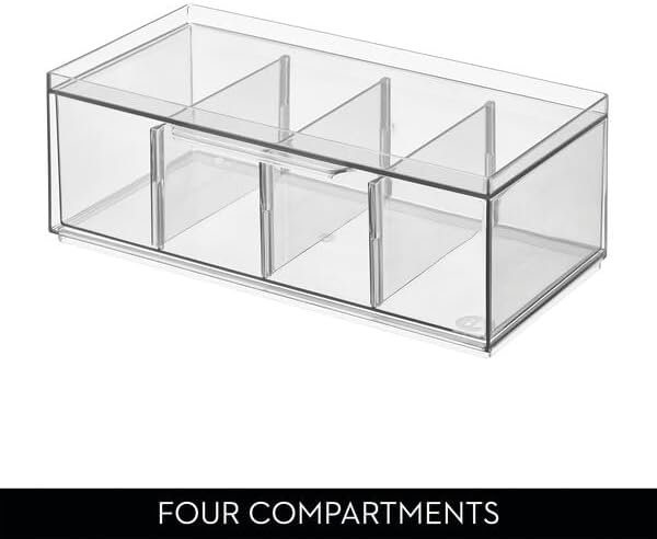 iDesign XL Tea Bag Organizer, 4-Section Clear Stackable, 4-Pack | For Counter, Storage Drawer, For Cabinet - Image 10