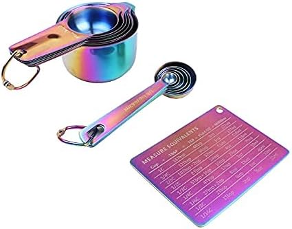 Kich 14 Piece Iridescent Rainbow Stainless Steel Measuring Cups and Spoons Set Magnetic Metal Kitchen Conversion Chart Included Large Small and Mini Scoop Cute Colorful Design - Image 8