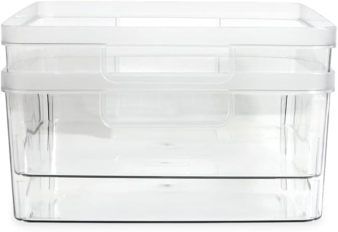 Isaac Jacobs 2-Pack Large Clear Storage Bins (11.5” L x 14” W x 5.5” H) | Cutout Handles, Plastic Organizer for Home, Office, Kitchen, Fridge/Freezer, Bathroom, BPA Free, Food Safe (Large) - Image 6