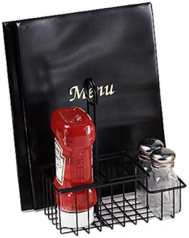 G.E.T. 4-31698 Black Metal Three Compartment Condiment Caddy with Menu Iron Powder Coated Table Caddies Collection | 3 compartments, Easy transport, Restaurant service, Great for Menus, Table Numbers, Buffet Labels and Counter Displays - Image 9