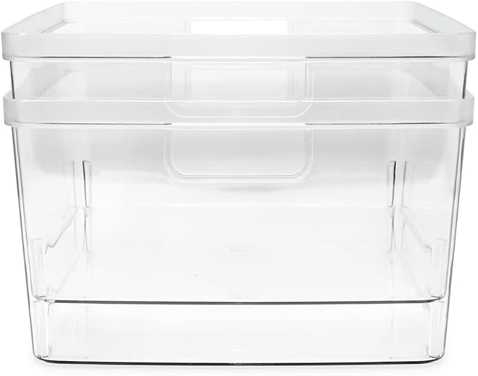 Isaac Jacobs 2-Pack Square Clear Storage Bins (10” L x 10” W x 6.1” H) | Cutout Handles, Plastic Organizer for Home, Office, Kitchen, Fridge/Freezer, Bathroom, BPA Free, Food Safe (2-Pack, Square) - Image 6