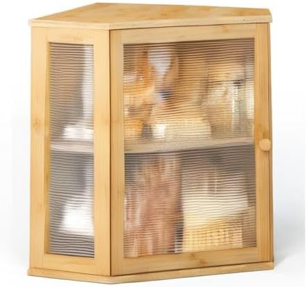 BMOSU Corner Bread Box for Kitchen Countertop Double Layer Bamboo Wooden Bread box Large Capacity Bread Storage Bin(Natural, Extra Large) - Image 8