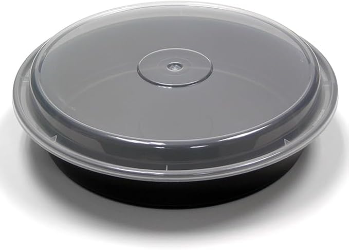 Reusable Round To-Go Food Meal Prep Storage Containers with Leak Proof Snap Lids (25, 48oz) by ICENCOLD
