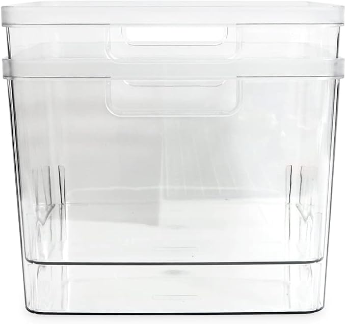 Isaac Jacobs 2-Pack Extra-Large Clear Storage Bins (11.5” L x 14” W x 9” H) | Cutout Handles, Plastic Organizer for Home, for Kitchen, Fridge, Pantry, BPA Free, Food Safe (2-Pack, Extra-Large) - Image 6