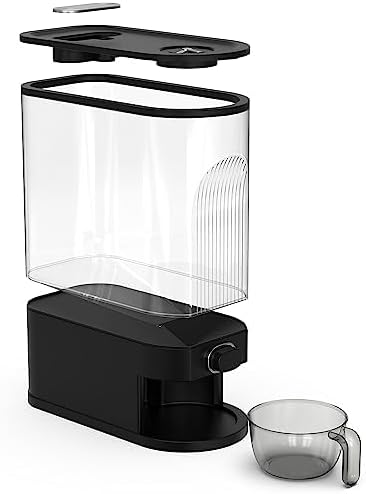 25lb Black Rice Dispenser, Measuring Cup & Sponge. Airtight Grain, Bean & Rice Container. NEW Clear Black Design. Easy To Use Grain Dispensing Storage Container For Kitchen - Image 8