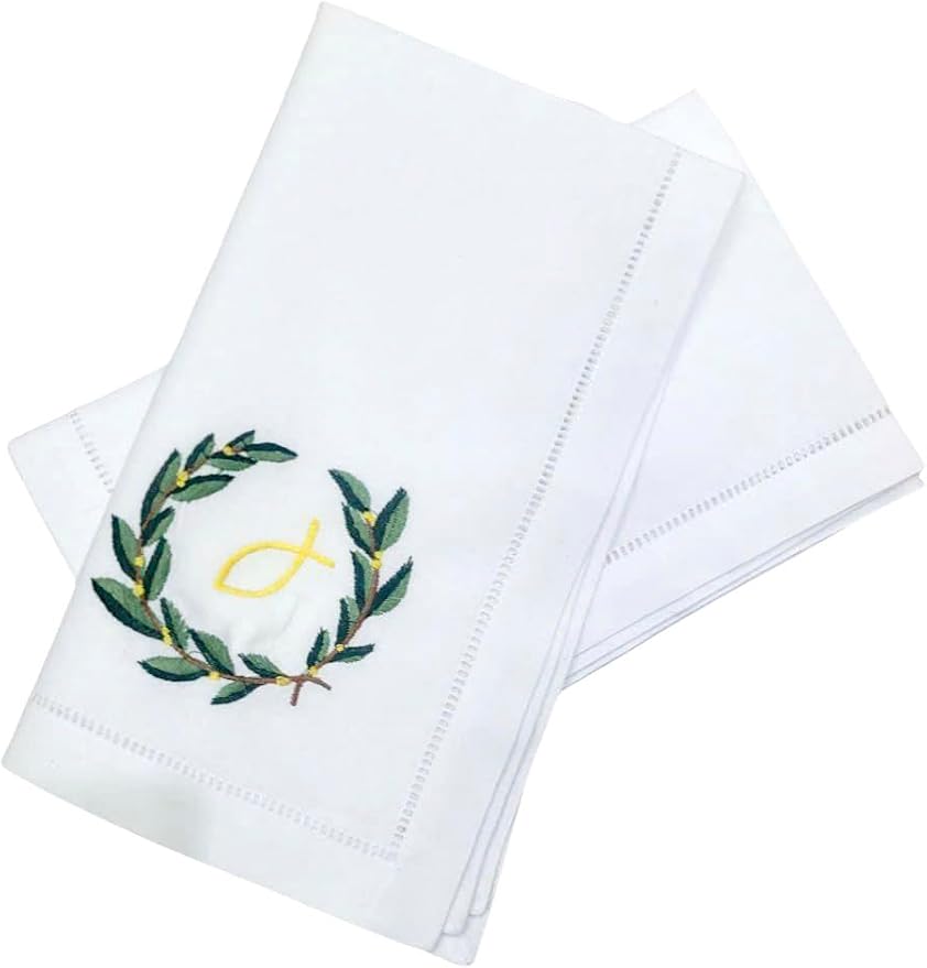 Embroidered Cotton Napkins Christmas 20x20 (Green Wreath) - Image 9