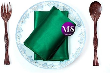 VDS - 100 Pieces | Satin Napkins 12 x 12 Inch Square | Kitchen & Dinner Table Napkins Cloths Handkerchief for Restaurant Bistro Wedding Christmas Birthday Party Dinner Decoration (Emerald) - Image 4