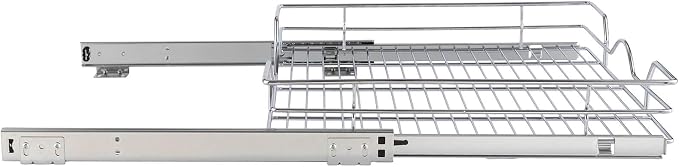 OCG Pull Out Cabinet Organizer (20.75" W x 17" D), Pull Out Shelves 1 Tier, Cabinet Slide Out Shelves for Base Cabinet Organization in Kitchen Bathroom Pantry, Bottom Mount, Chrome Finish - Image 7