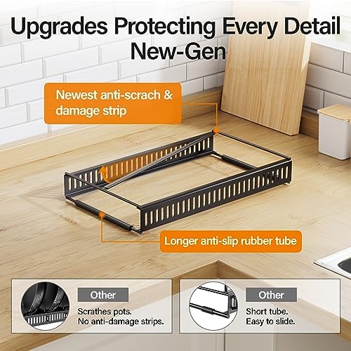 Pots and Pans Organizer Under Cabinet, Expandable Cutting Board Pot Lid Organizer for Cabinet - Image 9