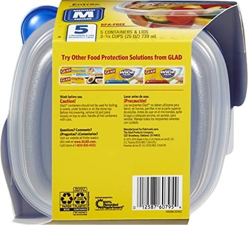 Glad GladWare Entree Food Storage Containers with Lids, Medium Square No BPA Plastic for Meal Prep and Lunches, Lock Tight Seal, Microwave and Dishwasher Safe, 25 Oz, 5 Count - 6 Pack - Image 10
