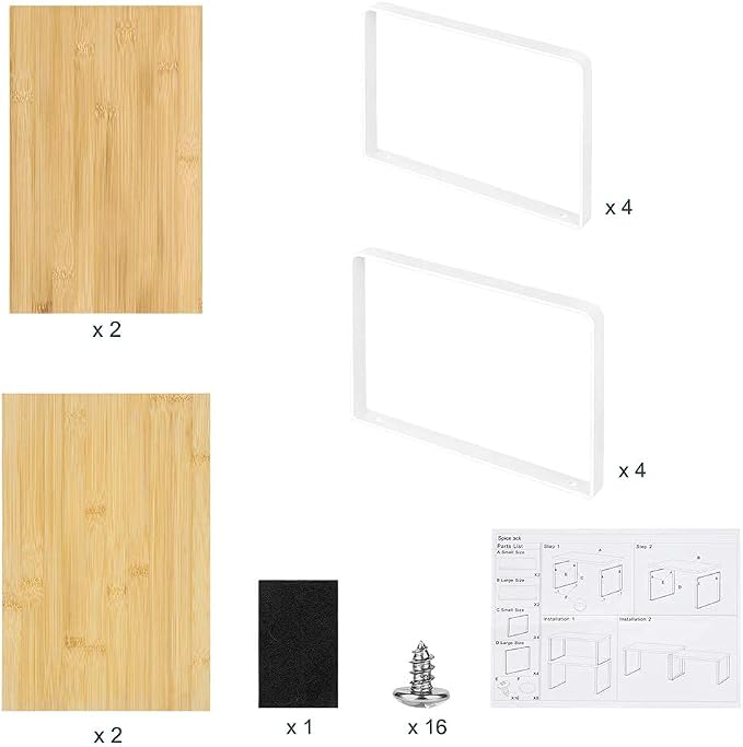 Vrisa Kitchen Cabinet Organizer Stackable Spice Rack Shelves for Cabinet Expandable Pantry Shelves Organizer Set of 4 Bamboo - Image 7