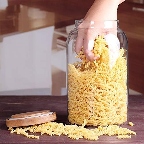 SAIOOL Modern Design Transparent Glass Food Storage Jars, 100FL OZ | 3000ml, Enlarged Thickened, Sealed Wooden Lid, Store Food, Herbs, Tea, Easy to Use and Clean - Image 6