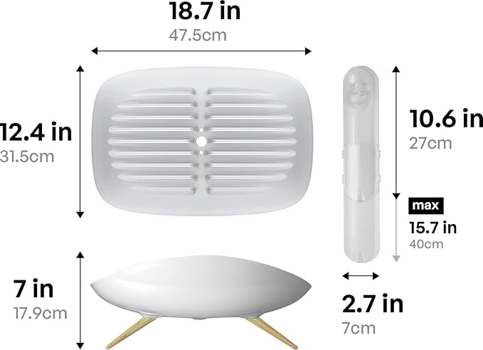 Self-Draining Dish Drying Rack, White - Wide | Dish Drainer with Swivel Spout, Durable, Rustproof, Ideal for 4-5 Person Households - Image 7