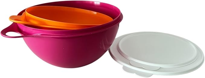 NewTupperware Thatsa Mixing Bowl Medium 19-cup and Junior 12-cup Set of 2 (Pink) - Image 3