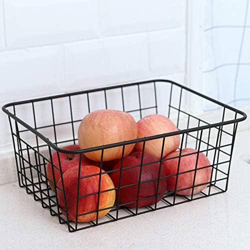 LeleCAT Wire Baskets with Handles Wire Storage Organizer Bin Baskets, Pantry, Closets, Bedrooms - Set of 2(Black) - Image 6