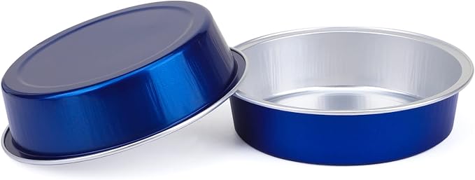 Beasea Mini Tart Pan 100 Pack with Lids, 4 Inch 8oz Blue Disposable Aluminum Baking Foil Tins Small Round Tart Container for Individual Dessert Cupcake Muffin Cheesecake Ramekins Quiche Oven Dishes - Image 6