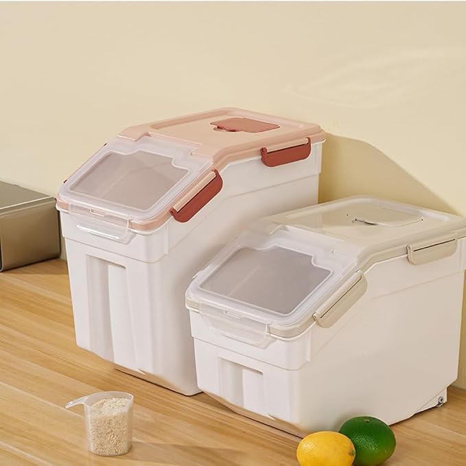 2 Pack 50 lb Airtight Flour Storage Containers with Wheels, Green | Large Rice Bin, Seal Locking Lid, BPA-Free, Includes Measuring Cup & Scoop, Kitchen Organization - Image 7