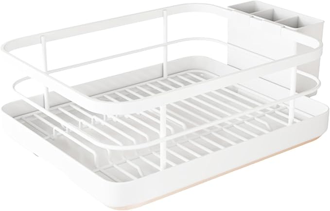 Dish Drying Rack for Kitchen Counter,Large Capacity Dish Drying Rack,Stainless Steel Dishes Drainer with Utensil Holder,Multifunctional Kitchen Utensil Holder with Dishes Racks and Tray (White) - Image 9