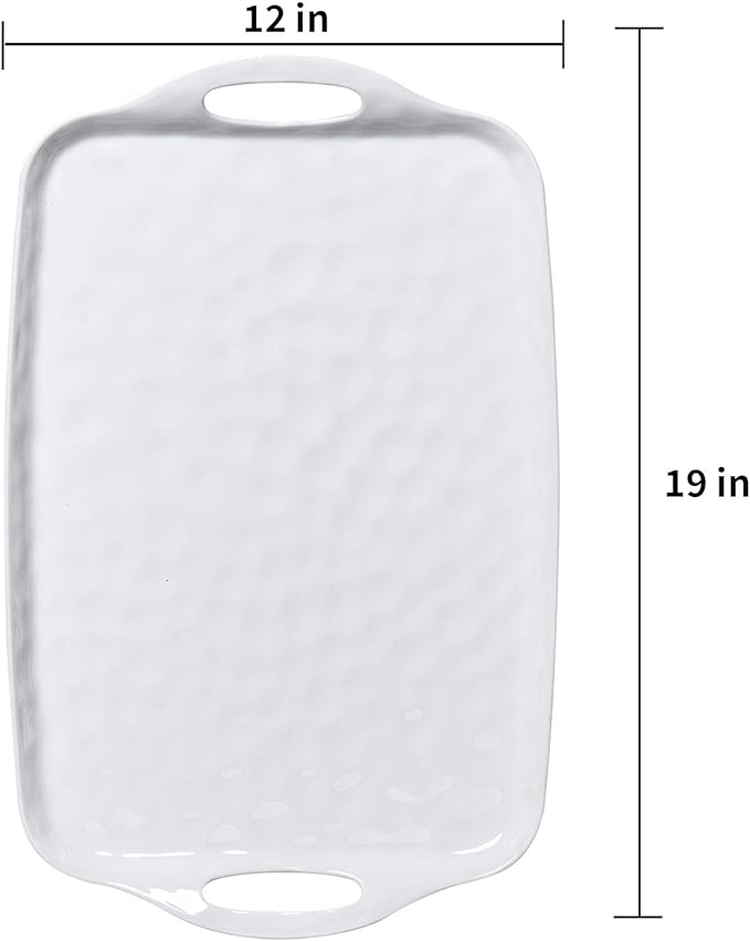 TP Large Serving Trays with Handles, 19" x 12" Melamine Serving Platters for Food, Turkey, Set of 2 Rectangular Trays for Party, Pure White | Rectangular Trays, Serving platters, Turkey and Party Serving, Lightweight, Break-resistant - Image 7