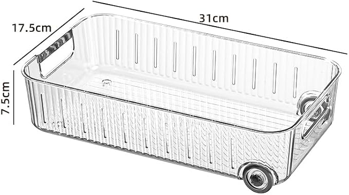Fridge Organizer with Wheels Upgrade Thick Plastic Pantry Storage Bins, Kitchen Organization (1 PACK-WIDE) - Image 6