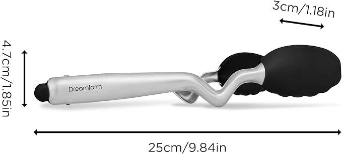 Dreamfarm Clongs Grippy Silicone & Stainless Steel Kitchen Cooking Tongs with Click-Lock Open & Close - 9" Black | Stainless steel, strong-grip non-stick safe tips, one-handed button lock open and close, sit-up handles for mess free benches - Image 11