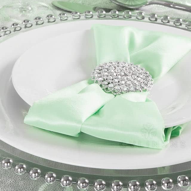 CVL 50 Pk, Satin Napkin 20"x20" Square Edge: Hemmed Material: 100% Polyester - Mint Green - Image 2