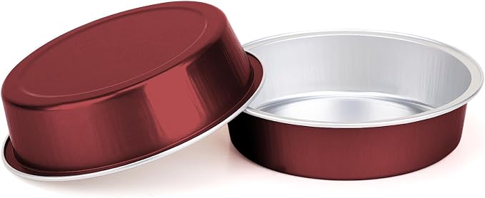 Beasea Disposable Mini Pie Tins with Lids, 100 Pack 4” 7.3oz 215ml Small Round Aluminum Baking Tart Foil Container for Individual Dessert Cupcake Cheesecake Ramekin Quiche Oven Dishes - Wine Red - Image 6