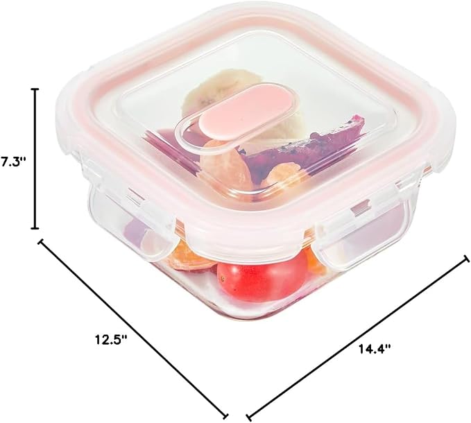 24-Piece Glass Food Storage Containers Set with Airtight lid, Glass Meal Prep Containers, Easy Stack Containers, Durable Glass Container-From Fridge directly to Oven and Dishwasher Safe (Pink) - Image 8