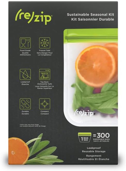 (re) zip 8-piece Reusable Food Storage Bags Gift Kit | BPA-Free, Food Grade, Leakproof, Freezer Safe, Travel-Friendly | Various Bag Sizes - Image 8