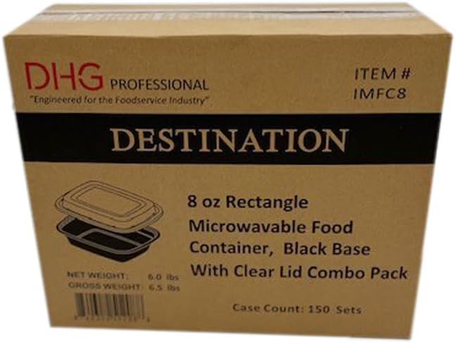 8oz Food Prep Containers with Black Base and Clear Lids - Rectangular & 1" Depth Microwavable Disposable Freezer-Safe BPA-Free Plastic Meal Storage, Combo Pack 3/50 (150sets) - Image 4
