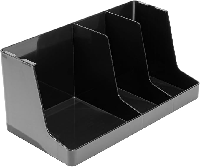 Restaurantware Restpresso Coffee Bar Organizer, 1 Count Durable 3 Compartments, Compact Size, Black Plastic Tabletop Coffee Supplies Organizer For Homes, Office Spaces, Breakrooms, and Lounges - Image 12