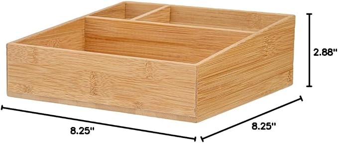 Restaurantware-8.3 x 8.3 x 2 Inch Coffee Condiment Organizer, 1 Square Creamer Organizer - 3 Compartments, Break-Resistant, Bamboo Coffee Accessory Caddy, Won't Chip, For Sugar Packets And Creamers - Image 15
