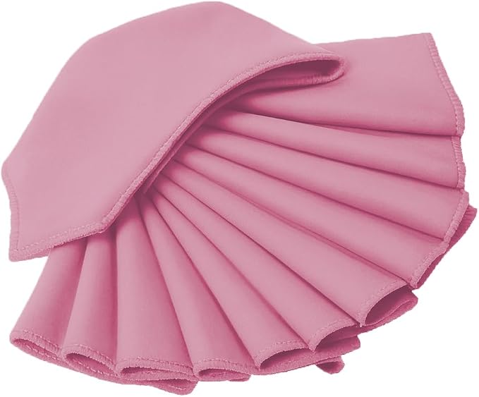 Pack of 100 PCS Cloth Napkins 17x17 inch Washable Polyester Dinner Napkins Soft Table Napkins for Wedding Party Dining Banquet Bistro Decoration - Pink - Image 4