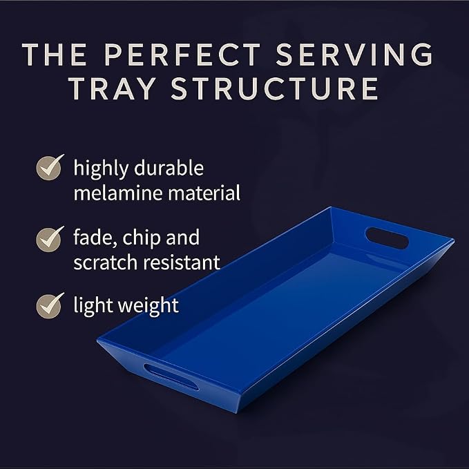 Melamine Serving Tray with Handles, Chip and Break-Resistant, Durable and Kid-Friendly Food Tray for Indoor and Outdoor, Dishwasher Safe, Cobalt/Navy - Thomas Fuchs Creative - Image 8