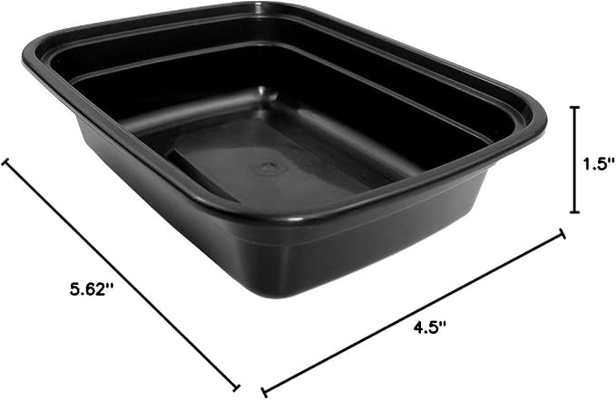 12 oz. Rectangular Microwaveable Black Plastic Disposable Food Storage Containers with Lids - BPA Free (Pack of 150 Sets) - Image 8