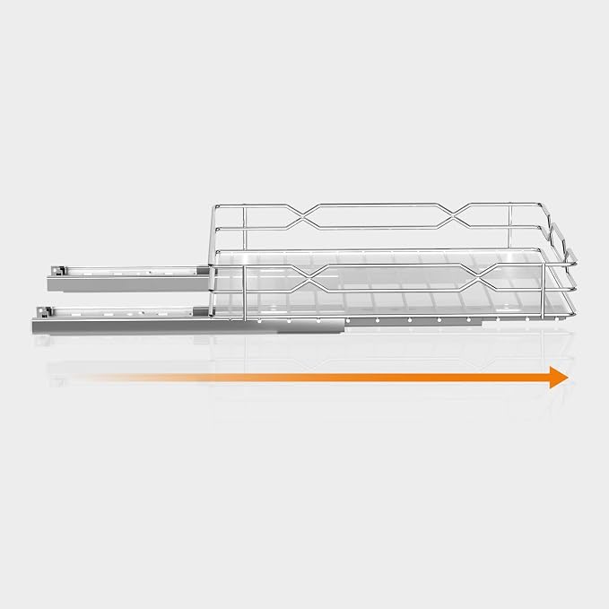 Pull Out Spice Rack Organizer for Cabinet, Chrome, 8.5"W x 10.5"D x 2.5"H | Slide Out Design, No Drill Asembly, Fits Spices, Bottles & Jars, Ideal For Narrow Kitchen Cabinets & Pantry - Image 9