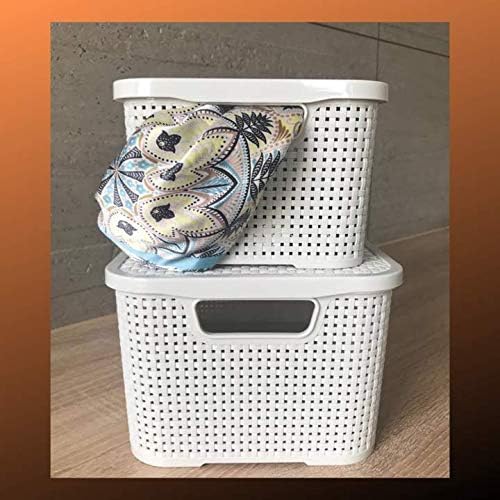 BranQ - Home essential 5901098045704 Rattan Basket Set of 3 Size S 7L Plastic PP Cream 28.5 x 19.5 x 12.9 cm (L x W x H) - Image 6
