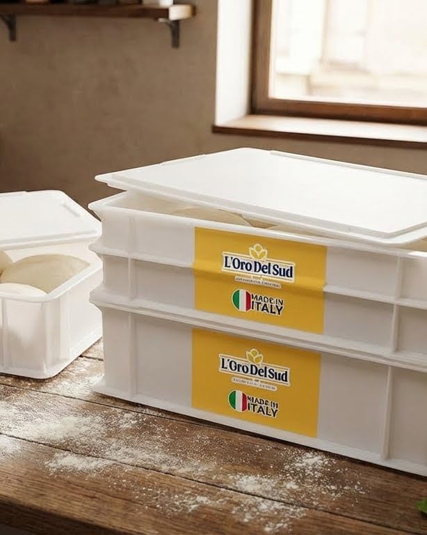 L'Oro Del Sud Home Refrigerator Size Dough Proofing Box Tray | (1 Box with Lid), Stackable Pizza Proofing Dough Pan with Lid, (16 inch x 12 inch x 4 inch), Commerical Grade, Made in Italy - Image 5