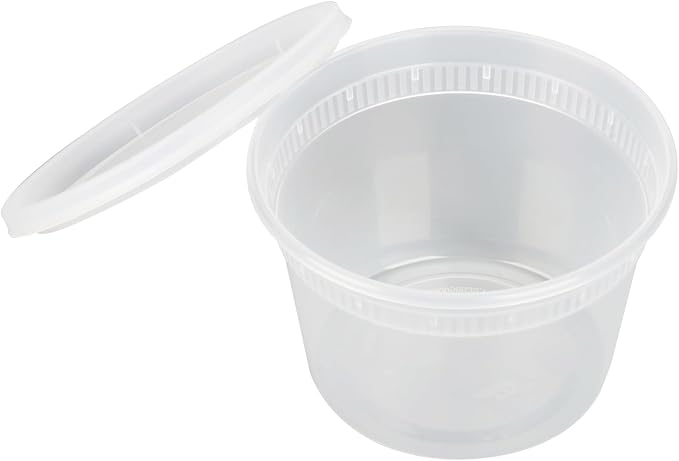 Asporto 16 oz Round Clear Plastic Soup Container - with Lid, Microwavable - 4 1/2" x 4 1/2" x 3" - 25 count box - Image 12