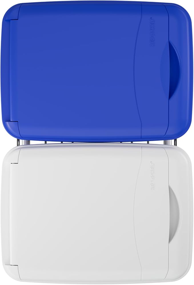 Rev-A-Shelf Double Pullout Garbage Trash Cans for Kitchen Cabinets, 35 Qt | Large Capacity Waste/ Recycling Bins, Heavy Gauge Wire Construction, with Full Extension Slides, Blue/White, RV-18KD-11RC-S - Image 9