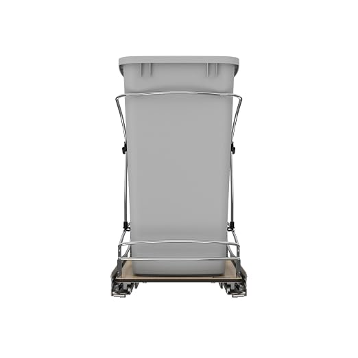 Rev-A-Shelf 35 Qt / 8.75 Gal Steel Bottom Mount Single Pullout Waste Container w/Soft-Close for Base Cabinets, Min Opening Width of 11", Silver, 54WC-1535SC-17-1 - Image 9