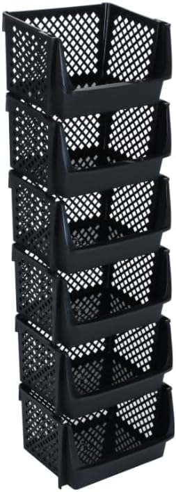 Large Stackable Storage Bins Open Front for Pantry Storage, 6 Pack - Black | Sturdy Plastic, Easy Stacking, Open Front Access, Ventilated Sides, Vertical & Space Saving Pantry Organizers and Storage Bin - Image 9