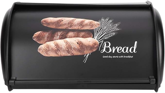 Bread Box for Kitchen Countertop, Stainless Steel Bread Holder, Large Capacity Bread Storage Container, Metal Bread Bin, Morden Bread Box with Rolling Door for Homemade Breads, Pastries,(Black) - Image 9