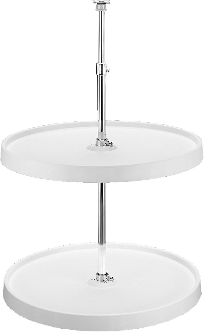 Rev-A-Shelf 18 Inch Dual Full-Circle Lazy Susan Organizer for Upper Corner Kitchen Cabinets, Plastic Home Storage 2 Tier Shelves, White, 6012-18-11-52 - Image 9