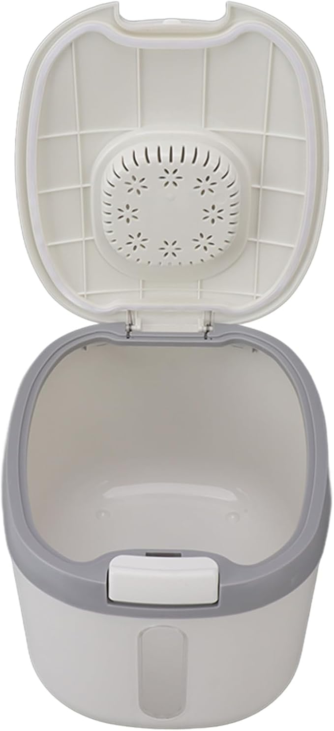 Rice Storage Container, Large Capacity Food Storage Container, Airtight Food Storage Container with Measuring Cup, Covered Rice Bucket, Cereal Dispenser Bin for Grains Nuts Flour(M Gray (10kg/22.0lb)) - Image 9