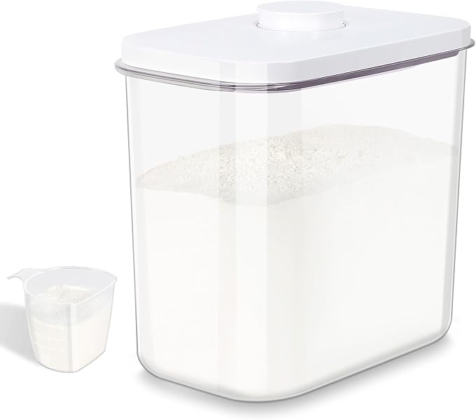 Airtight Rice Container 25 Lbs with Handle and Cup – 12.68Qt Large Flour Sugar Storage Container with Pop Up Seal & Hanging Lid Hooks, Clear Tall Food Storage Bin for Kitchen Pantry Organization - Image 8